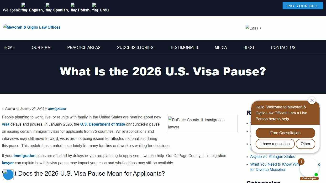 What Is the 2026 U.S. Visa Pause? IL Immigration Lawyer